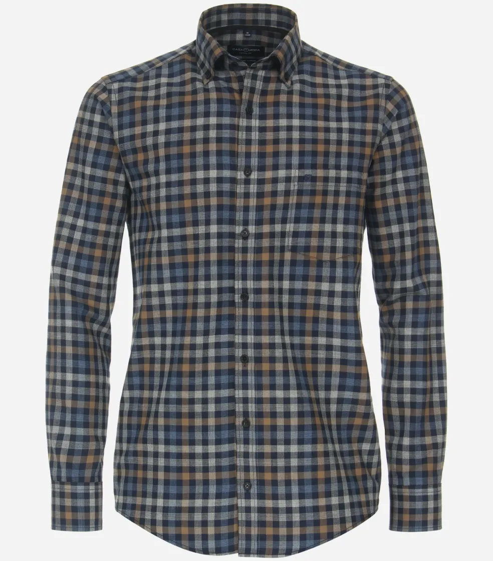 CASA MODA Sport casual fit overhemd, twill, blauw geruit