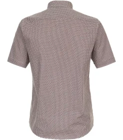 CASA MODA Sport casual fit overhemd, korte mouw, popeline, rood dessin