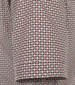 CASA MODA Sport casual fit overhemd, korte mouw, popeline, rood dessin