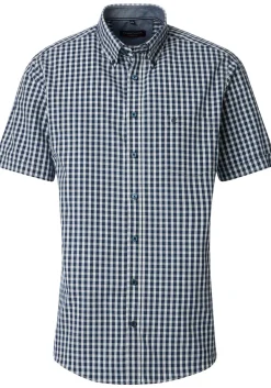 CASA MODA Sport casual fit overhemd, korte mouw, structuur, donkerblauw met wit geruit