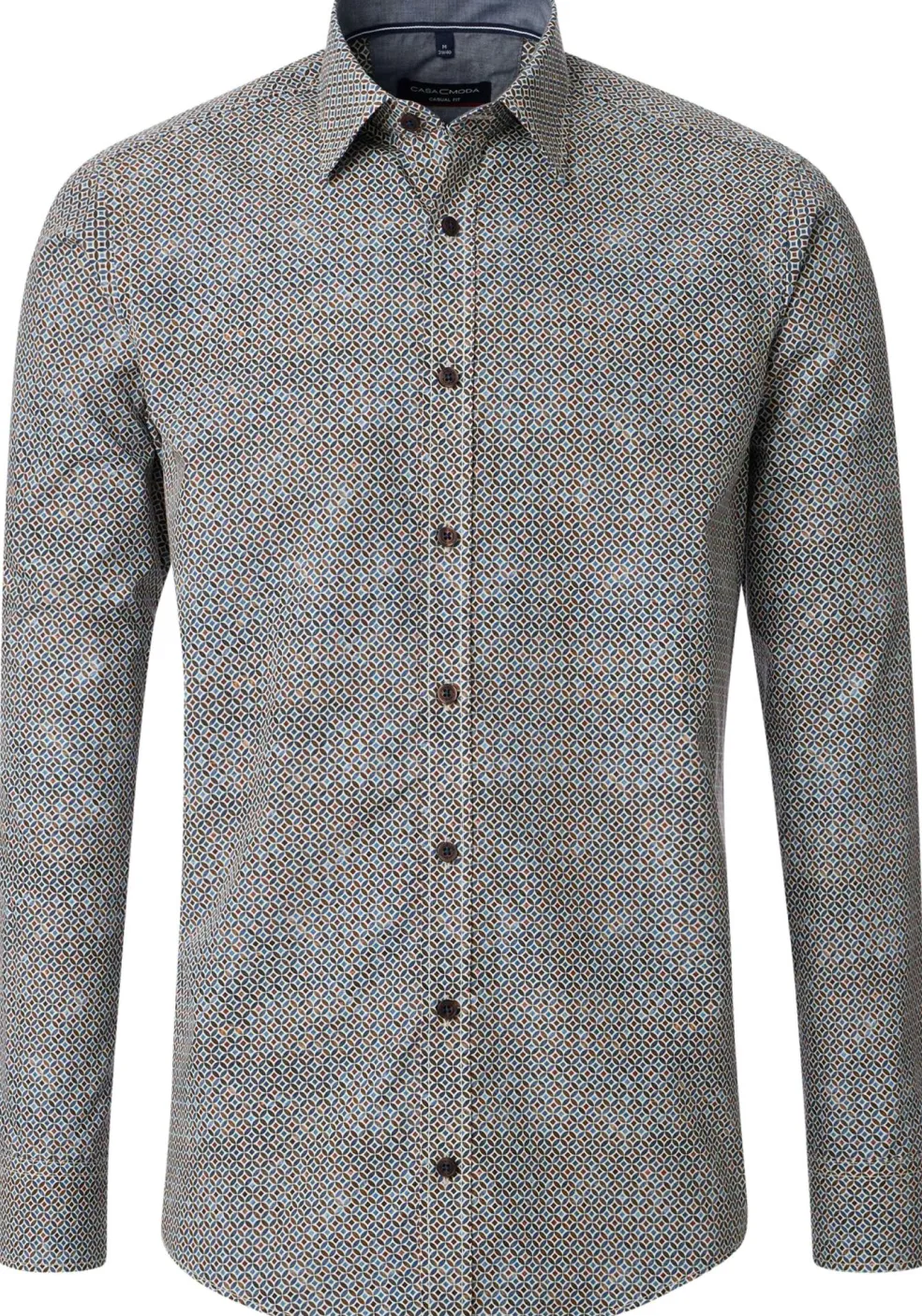 CASA MODA Sport casual fit overhemd, popeline, bruin dessin
