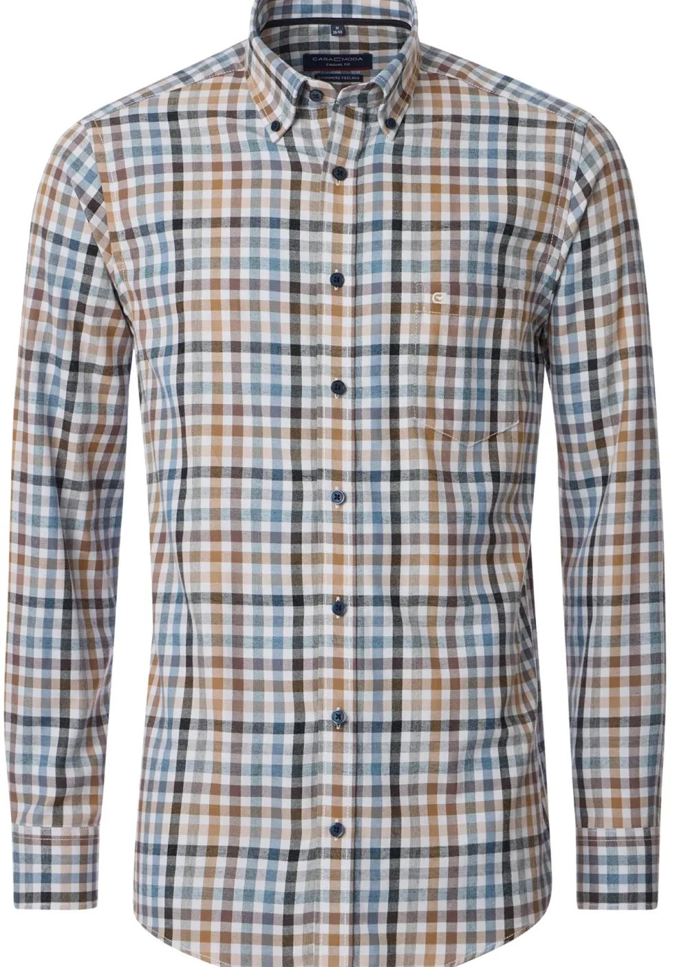 CASA MODA Sport casual fit overhemd, flanel, beige geruit