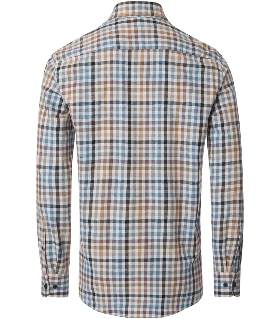 CASA MODA Sport casual fit overhemd, flanel, beige geruit