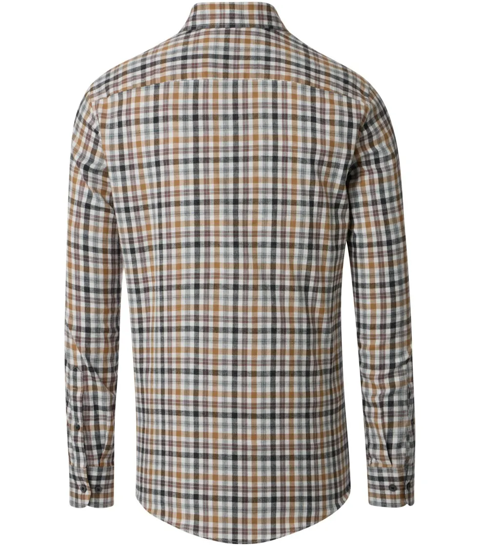 CASA MODA Sport casual fit overhemd, flanel, beige, blauw, wit geruit
