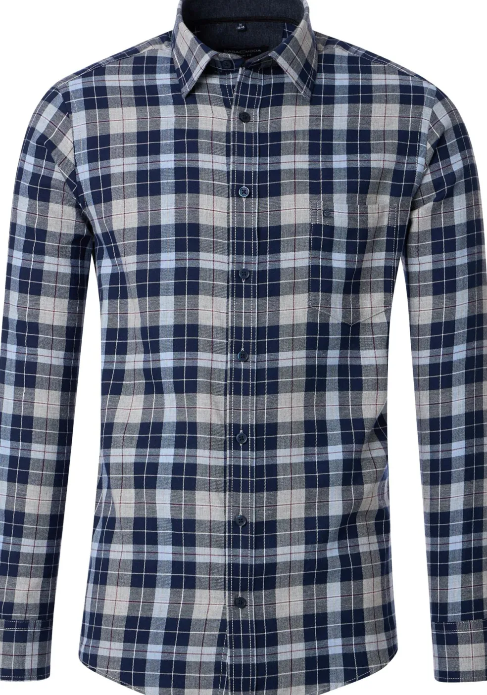 CASA MODA Sport casual fit overhemd, flanel, blauw geruit