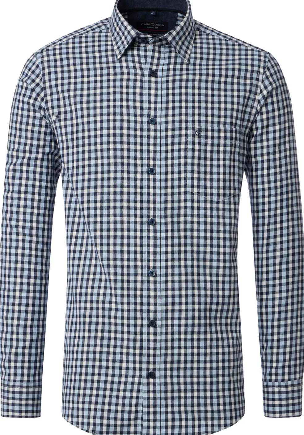 CASA MODA Sport casual fit overhemd, flanel, blauw geruit