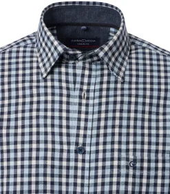 CASA MODA Sport casual fit overhemd, flanel, blauw geruit