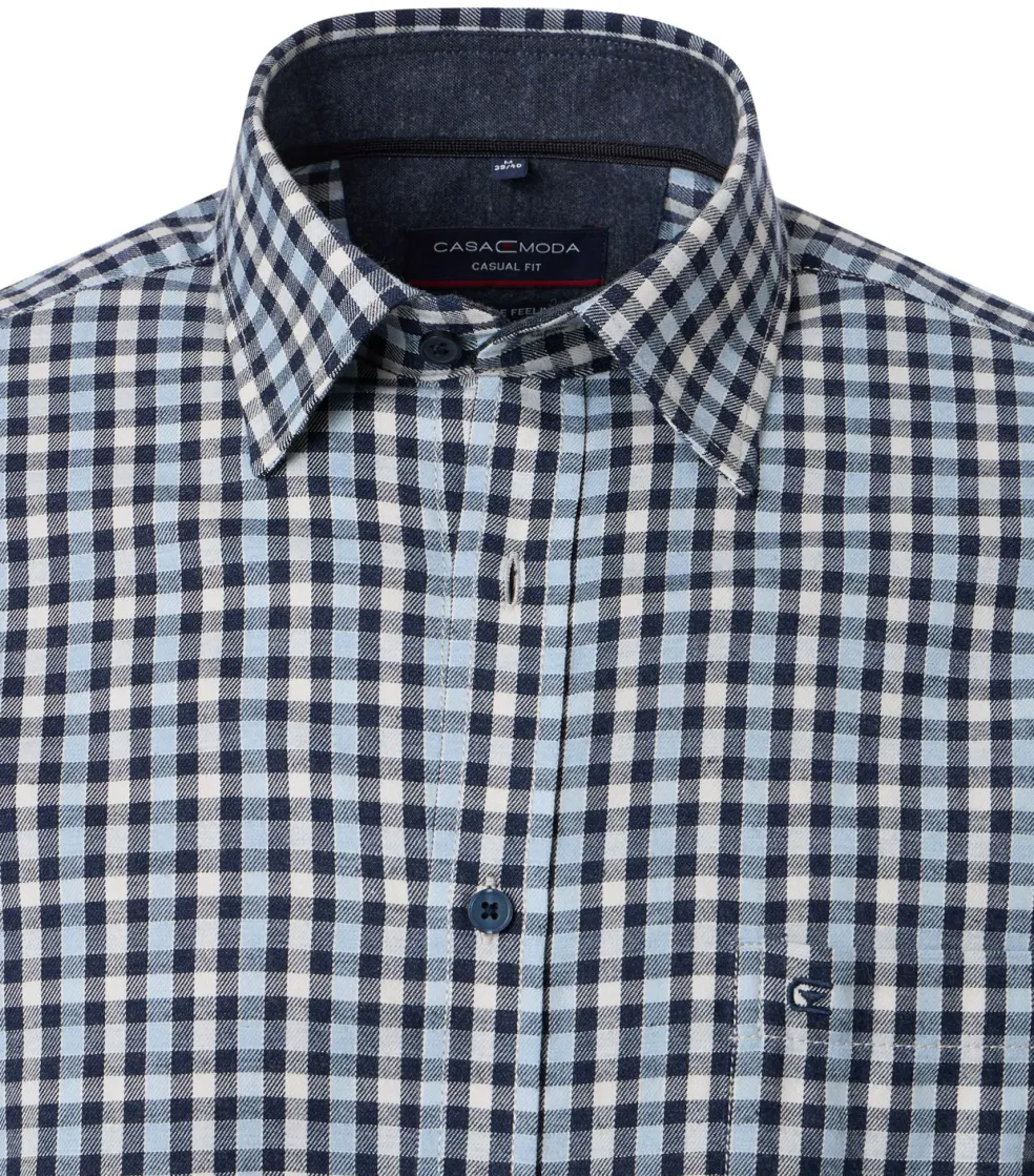 CASA MODA Sport casual fit overhemd, flanel, blauw geruit