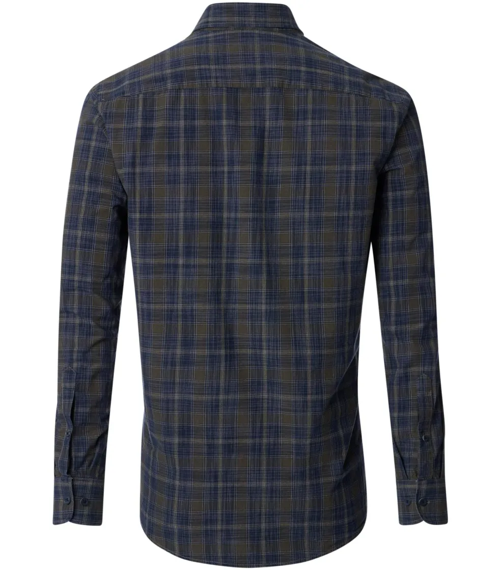 CASA MODA Sport casual fit overhemd, popeline, groen met blauw geruit