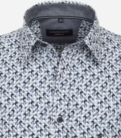 CASA MODA Sport casual fit overhemd, korte mouw, chambray, blauw dessin