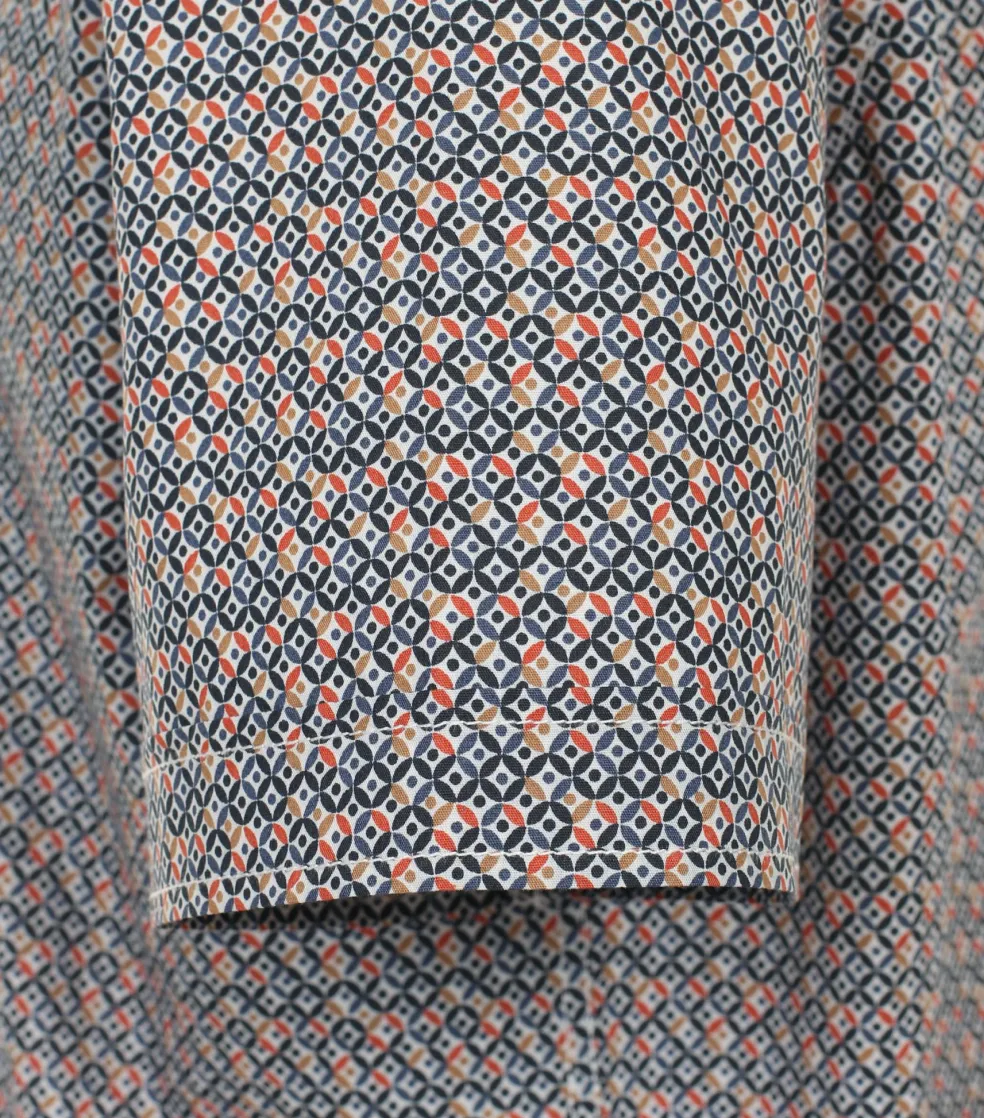 CASA MODA Sport casual fit overhemd, korte mouw, popeline, oranje dessin