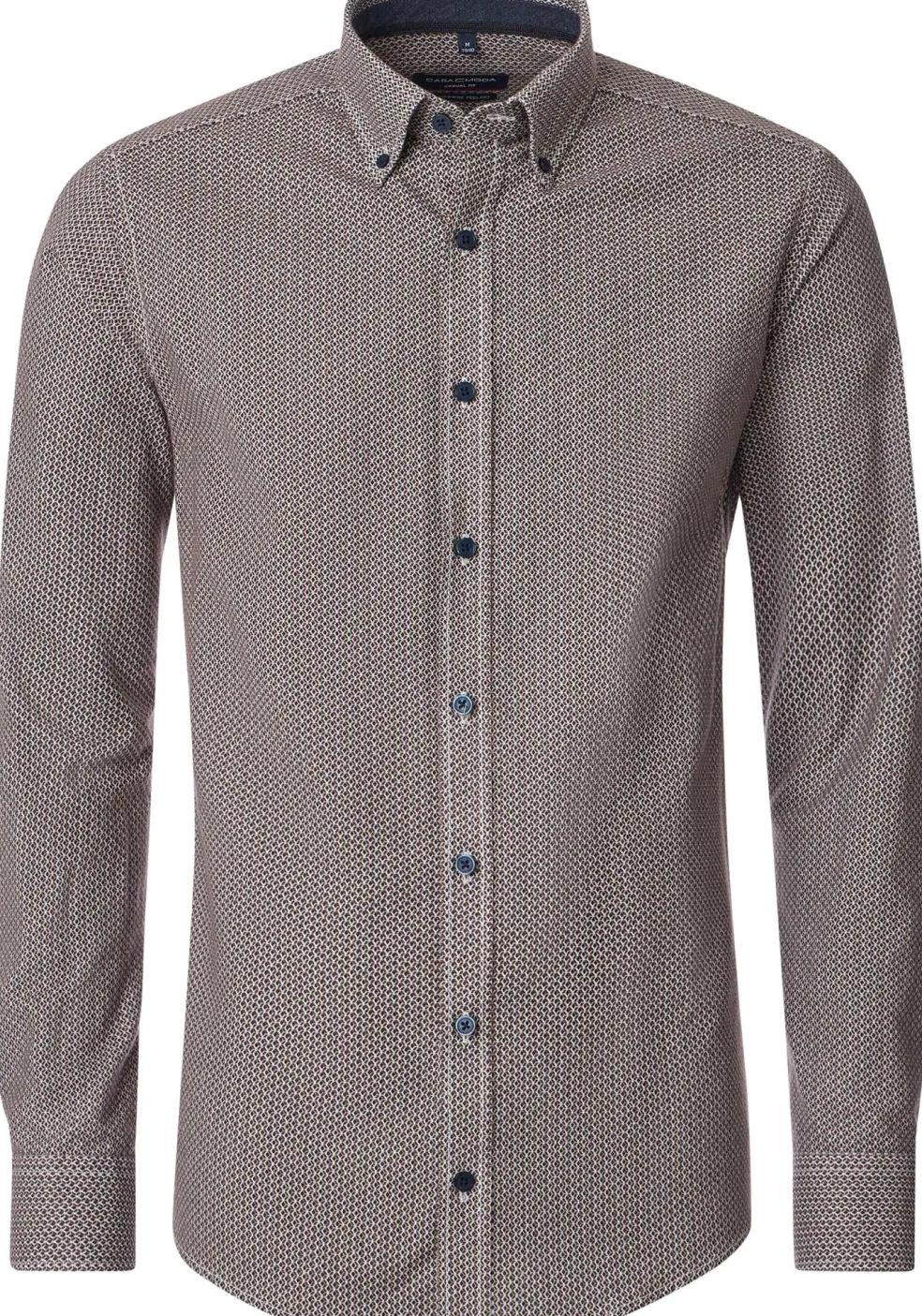 CASA MODA Sport casual fit overhemd, flanel, bruin dessin