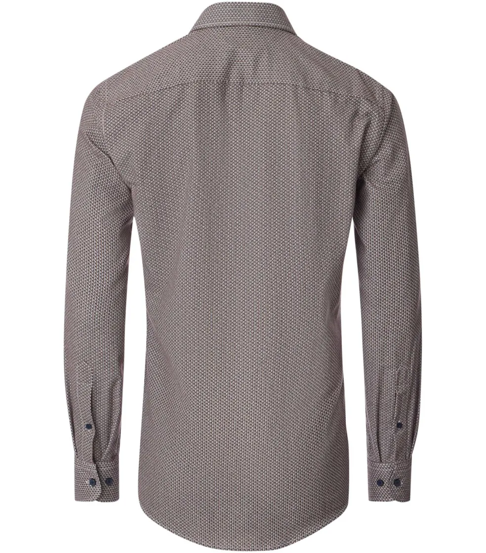 CASA MODA Sport casual fit overhemd, flanel, bruin dessin