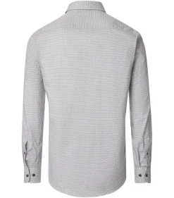 CASA MODA Sport casual fit overhemd, popeline, wit met blauw en beige dessin