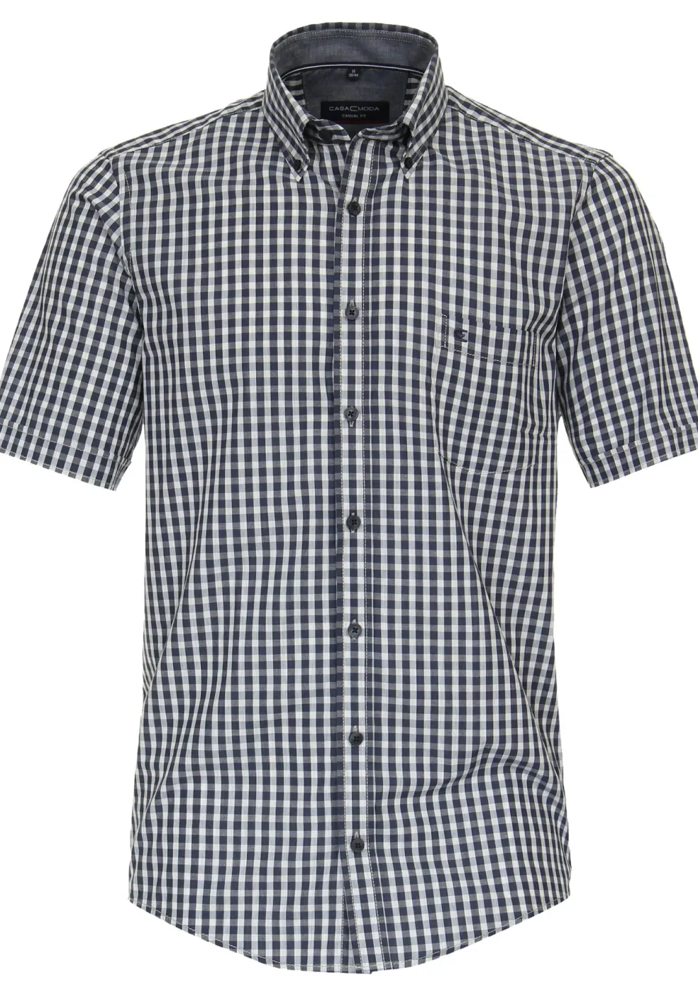 CASA MODA Sport casual fit overhemd, korte mouw, structuur, blauw geruit