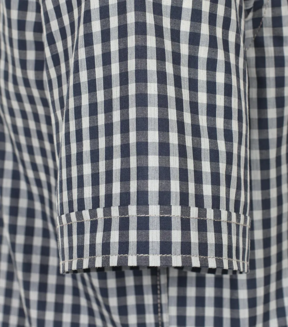 CASA MODA Sport casual fit overhemd, korte mouw, structuur, blauw geruit