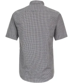 CASA MODA Sport casual fit overhemd, korte mouw, fil a fil, blauw met wit geruit