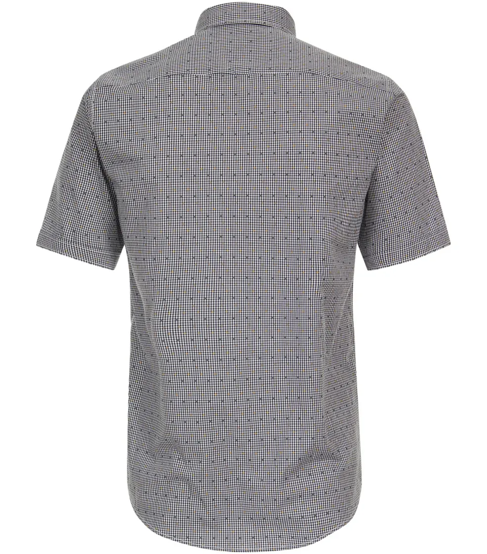 CASA MODA Sport casual fit overhemd, korte mouw, fil a fil, blauw met wit geruit