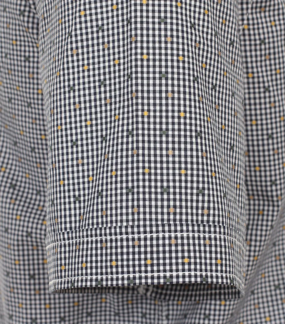 CASA MODA Sport casual fit overhemd, korte mouw, fil a fil, blauw met wit geruit