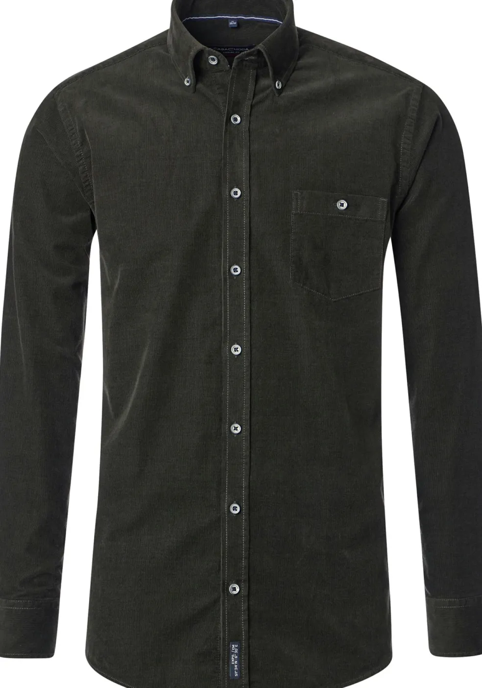 CASA MODA Sport casual fit overhemd, ribfluweel, donkergroen
