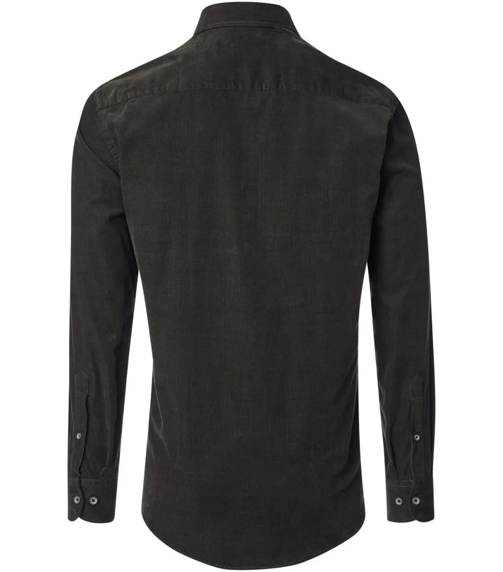CASA MODA Sport casual fit overhemd, ribfluweel, donkergroen