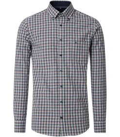 CASA MODA Sport casual fit overhemd, twill, blauw met rood en groen geruit