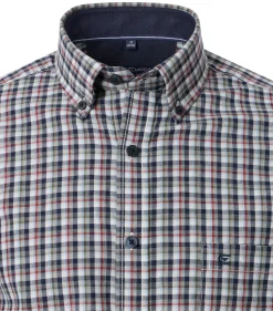 CASA MODA Sport casual fit overhemd, twill, blauw met rood en groen geruit