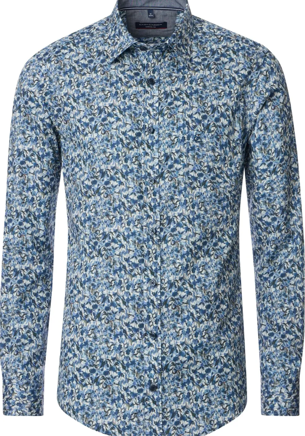 CASA MODA Sport casual fit overhemd, twill, blauw met wit dessin