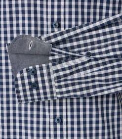 CASA MODA Sport casual fit overhemd, structuur, donkerblauw met wit geruit