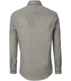 CASA MODA Sport casual fit overhemd, twill, blauw met wit en groen dessin