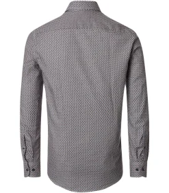 CASA MODA Sport casual fit overhemd, twill, blauw met wit en rood dessin