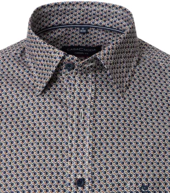 CASA MODA Sport casual fit overhemd, twill, blauw met wit en rood dessin