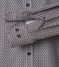 CASA MODA Sport casual fit overhemd, twill, blauw met wit en rood dessin