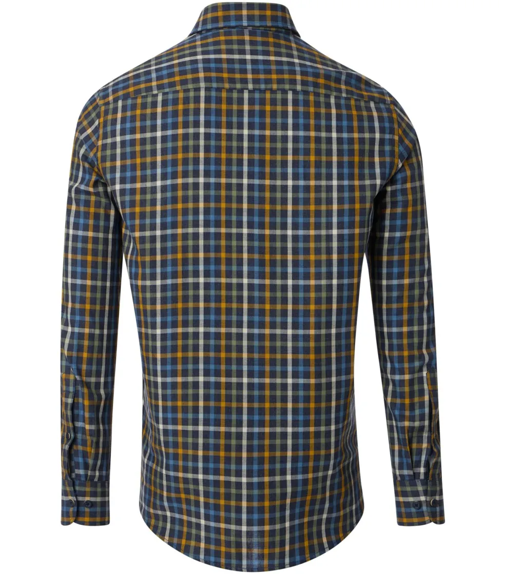CASA MODA Sport casual fit overhemd, twill, blauw, groen, oranje geruit