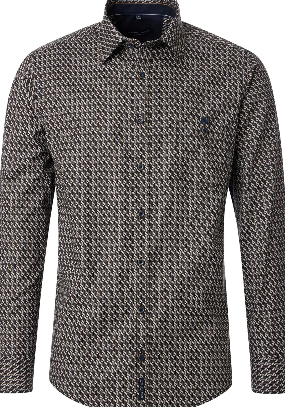 CASA MODA Sport casual fit overhemd, twill, bruin dessin