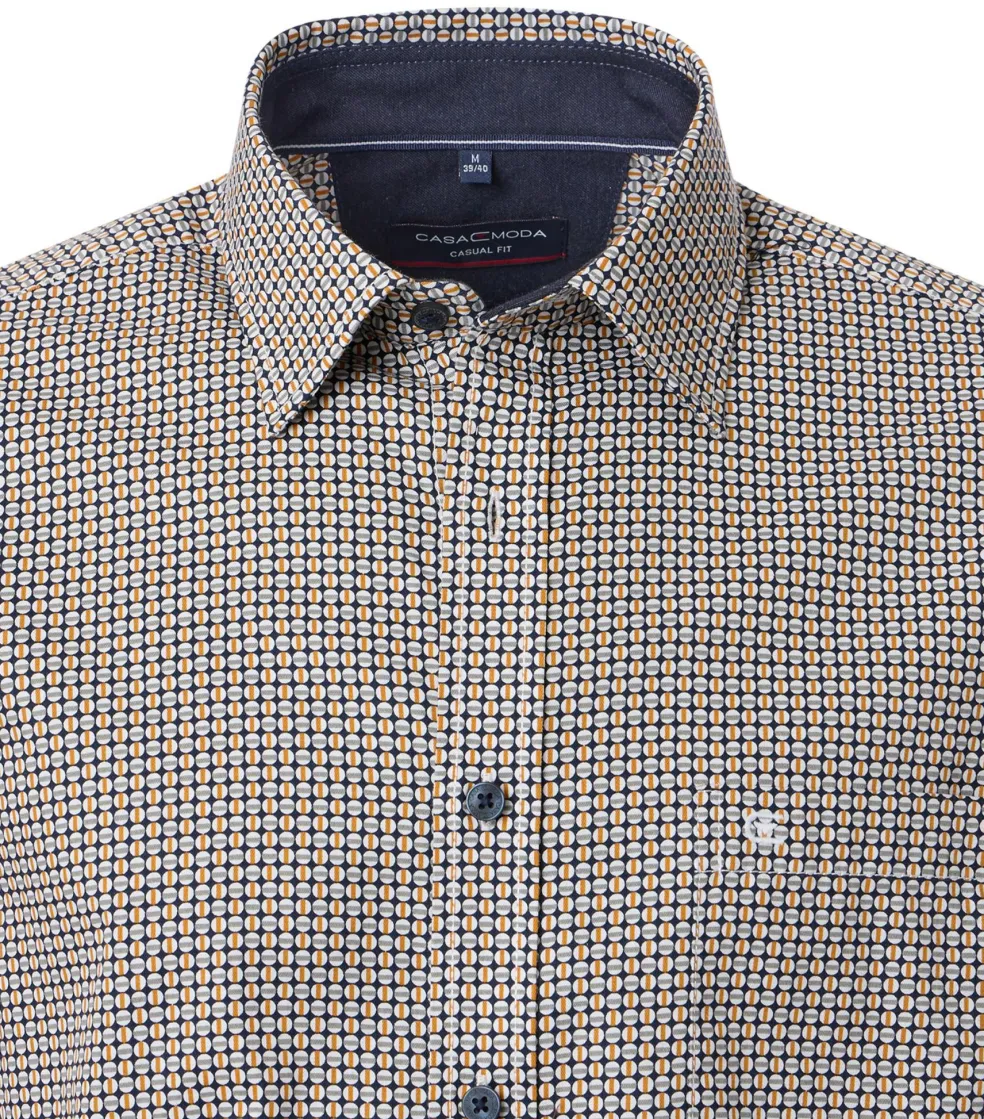 CASA MODA Sport casual fit overhemd, twill, geel dessin