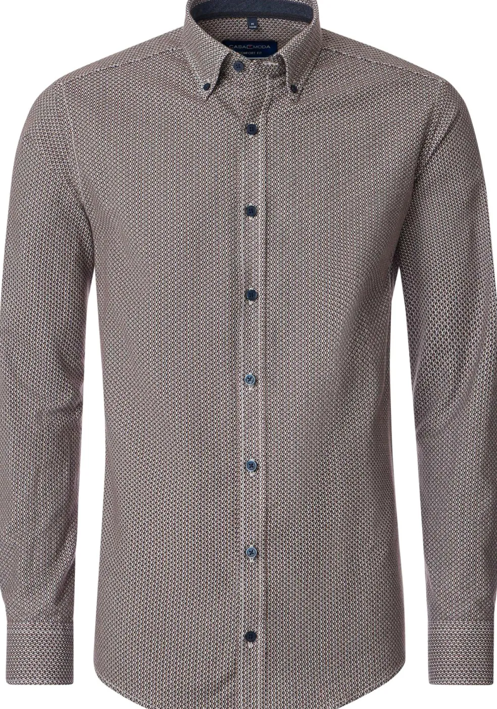 CASA MODA Sport comfort fit overhemd, flanel, bruin dessin