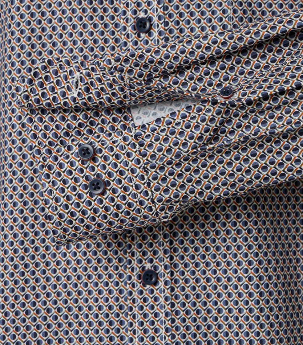 CASA MODA Sport comfort fit overhemd, popeline, blauw dessin