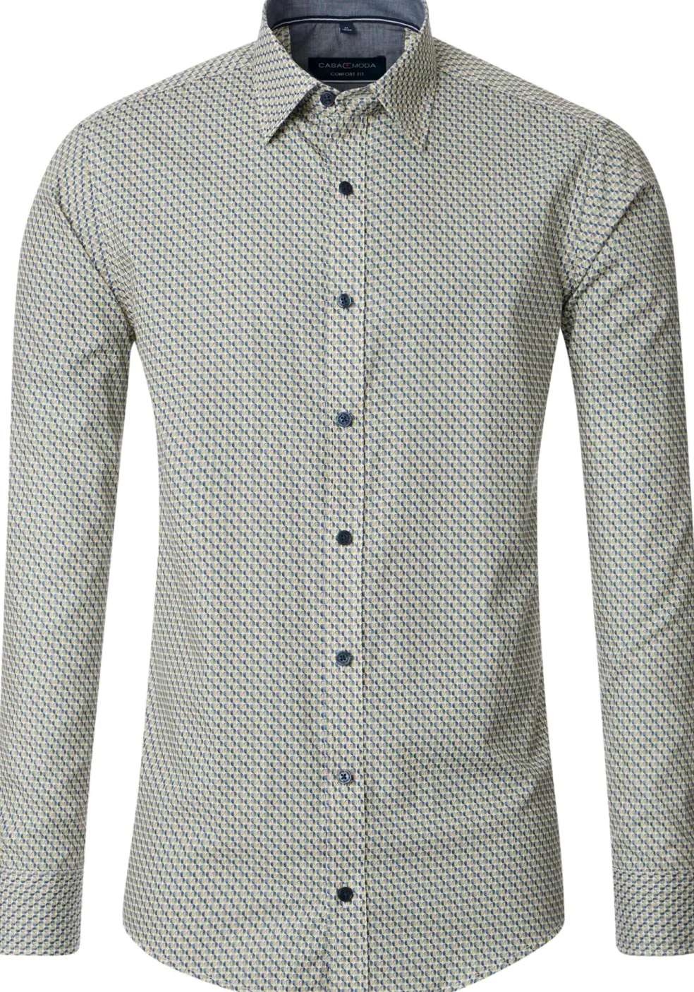 CASA MODA Sport comfort fit overhemd, popeline, geel dessin