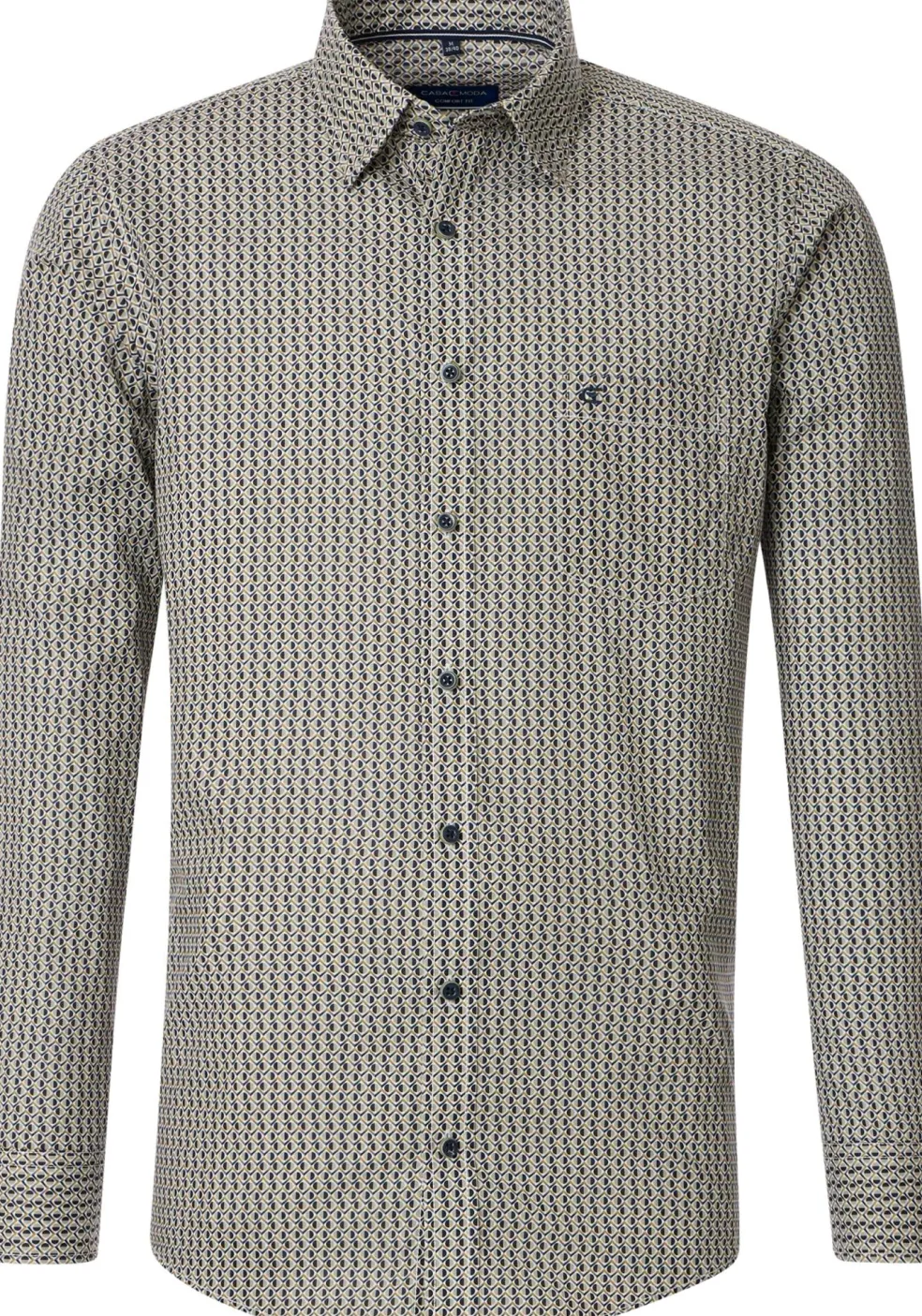 CASA MODA Sport comfort fit overhemd, popeline, groen dessin