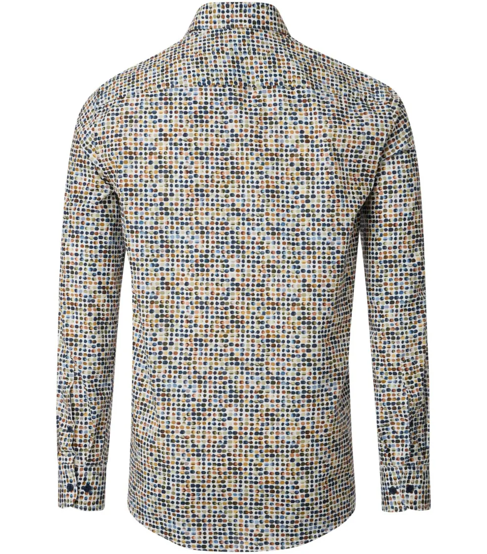 CASA MODA Sport comfort fit overhemd, popeline, groen dessin