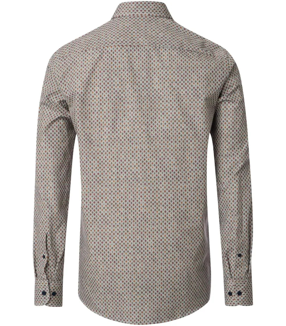 CASA MODA Sport comfort fit overhemd, popeline, groen dessin