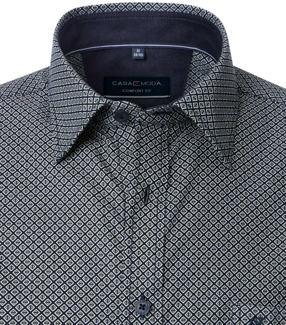 CASA MODA Sport comfort fit overhemd, twill, groen dessin