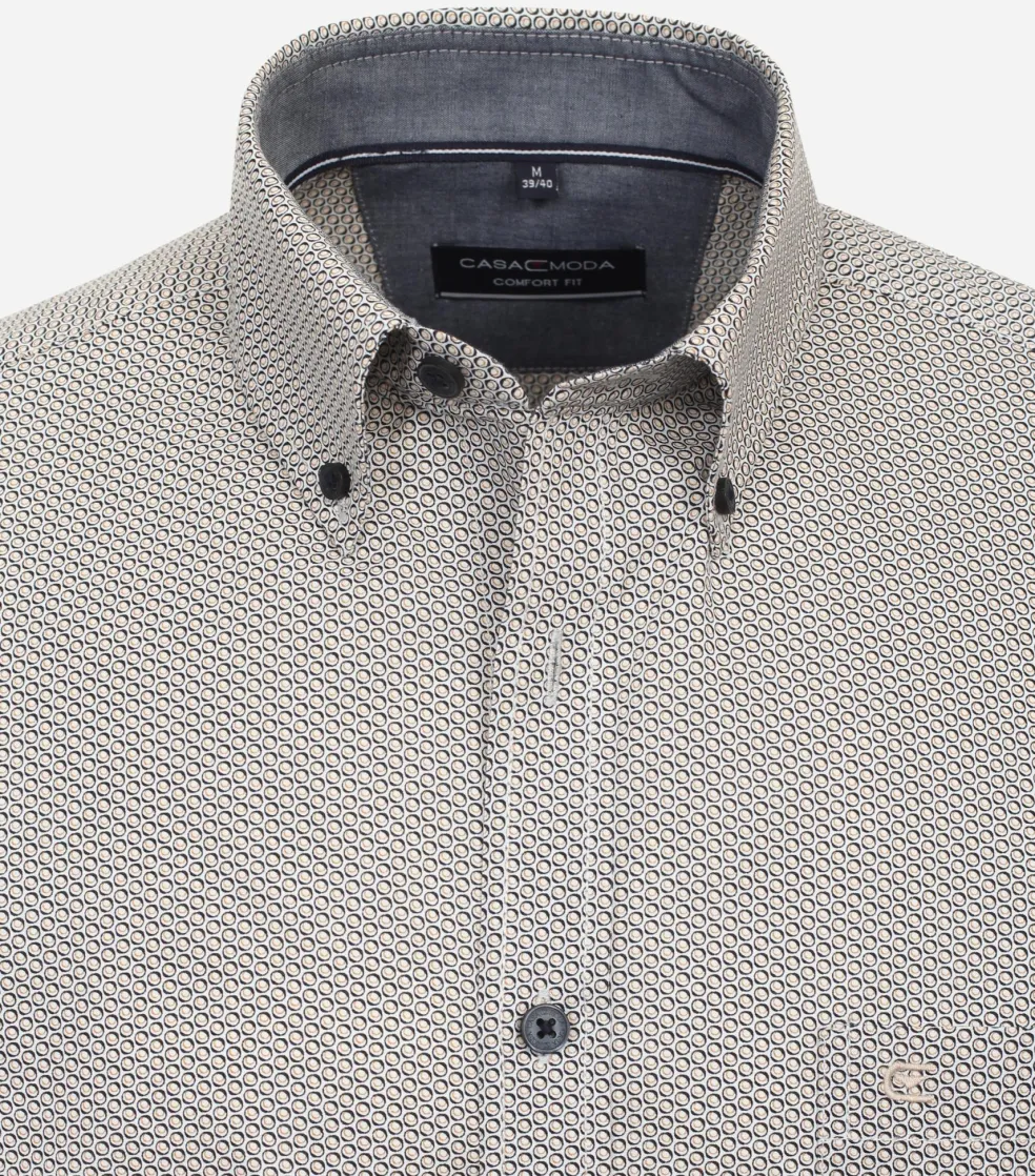 CASA MODA Sport comfort fit overhemd, popeline, geel dessin