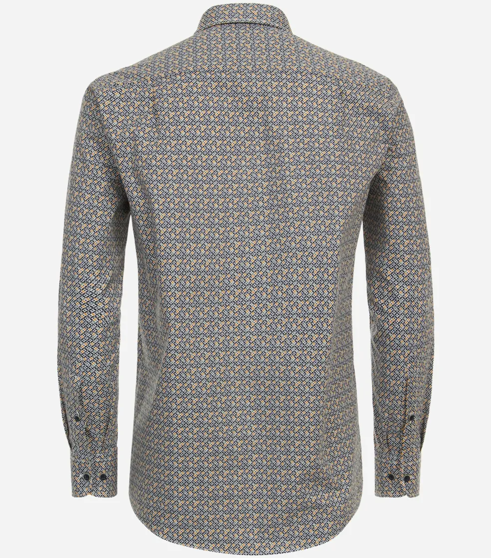CASA MODA Sport comfort fit overhemd, popeline, geel dessin