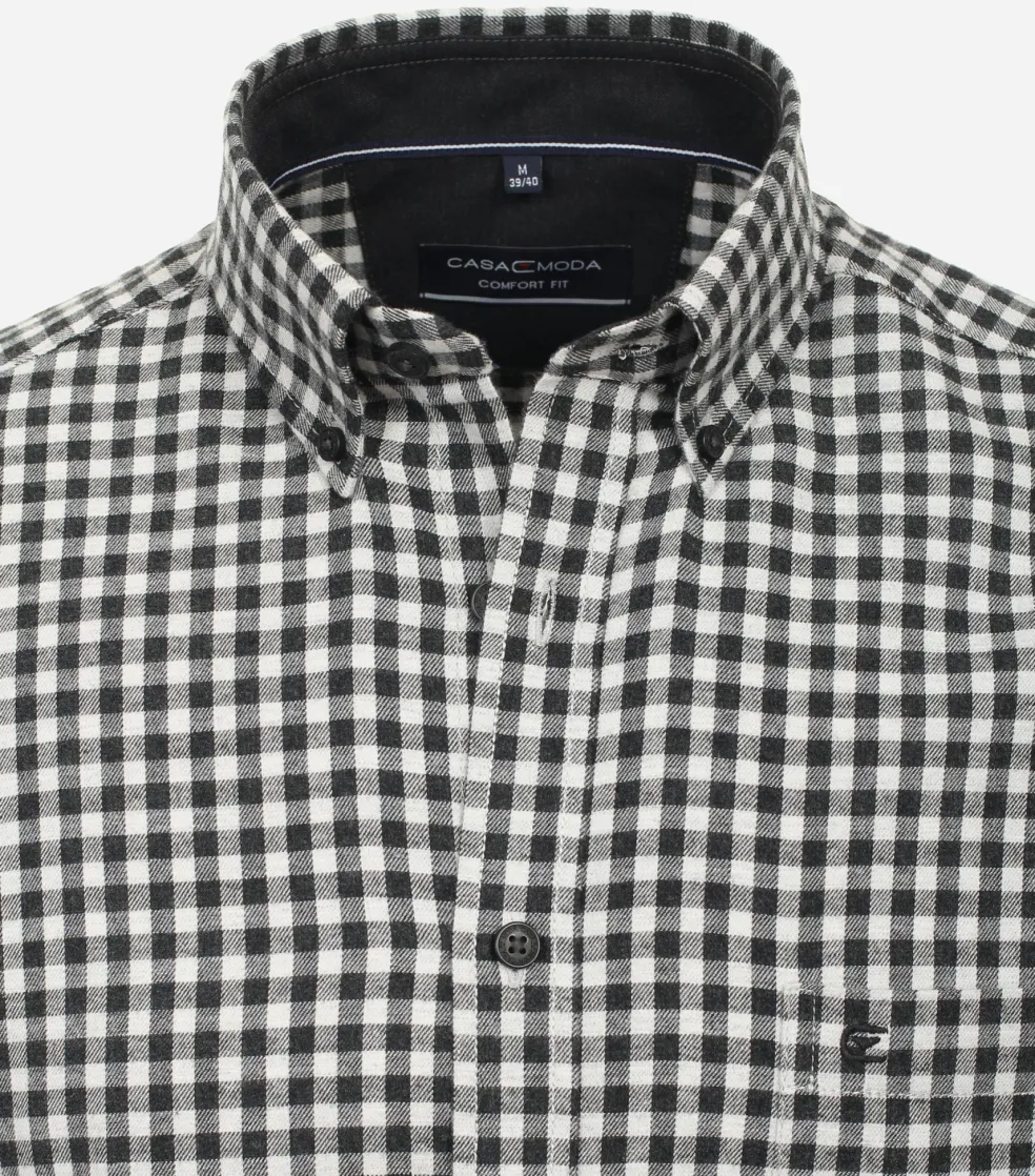 CASA MODA Sport comfort fit overhemd, flanel, antraciet geruit