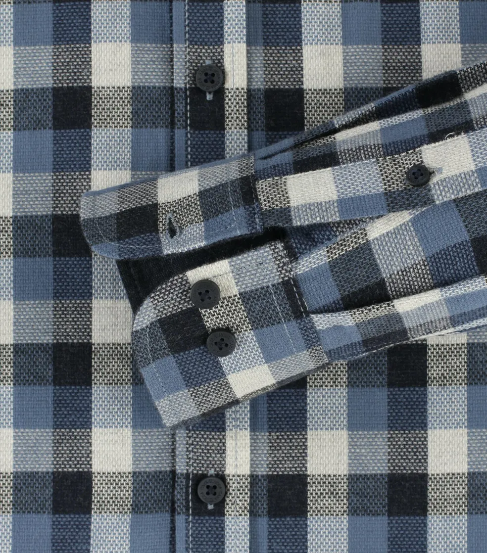 CASA MODA Sport comfort fit overhemd, flanel, blauw geruit