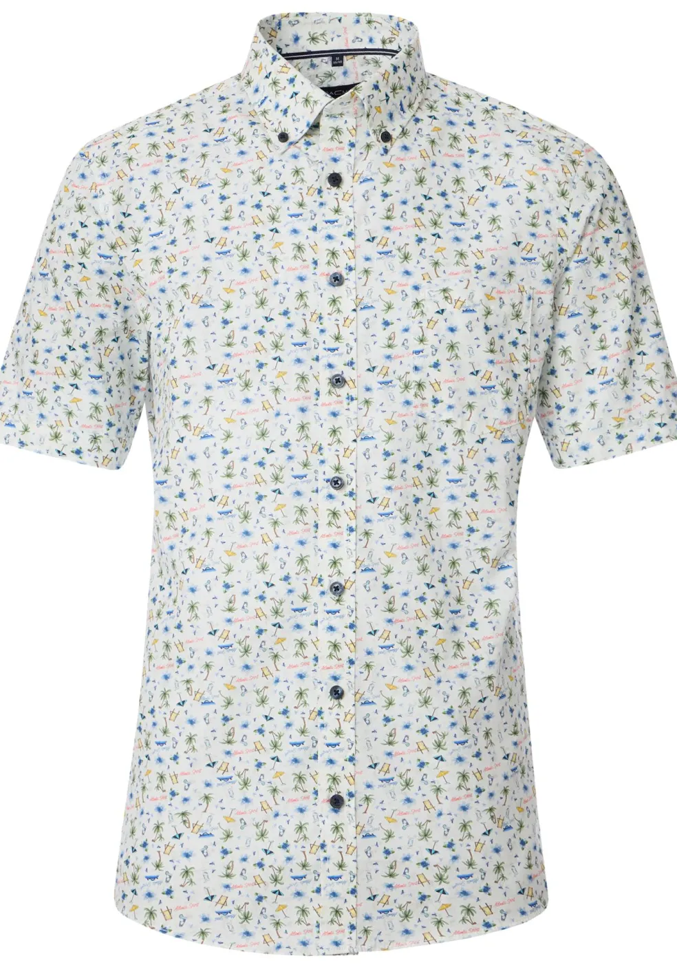 CASA MODA Sport comfort fit overhemd, korte mouw, popeline, blauw dessin