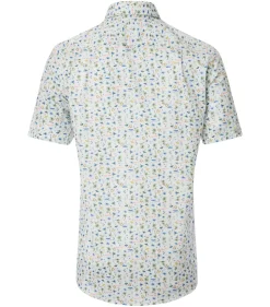 CASA MODA Sport comfort fit overhemd, korte mouw, popeline, blauw dessin