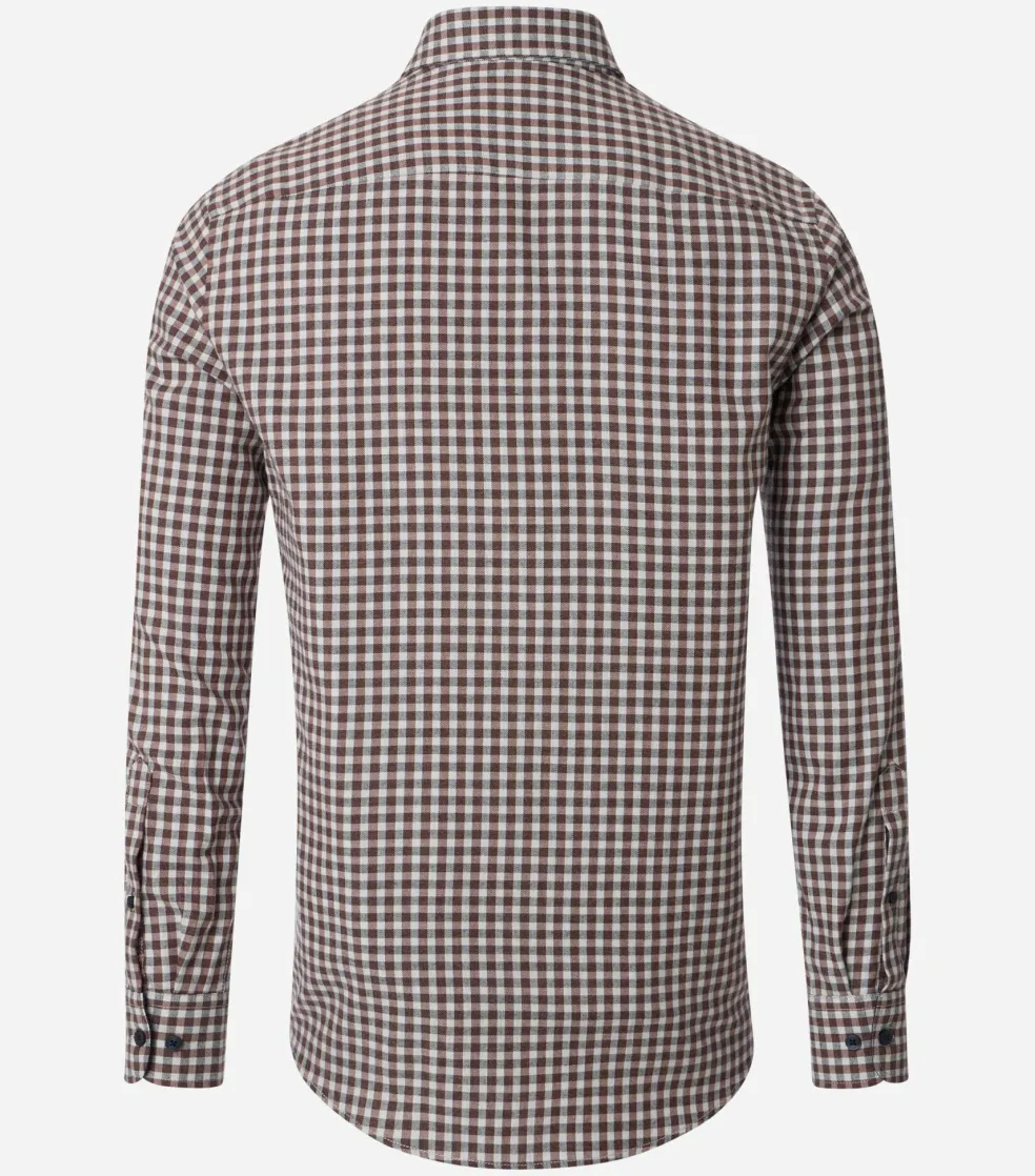 CASA MODA Sport comfort fit overhemd, flanel, bruin geruit